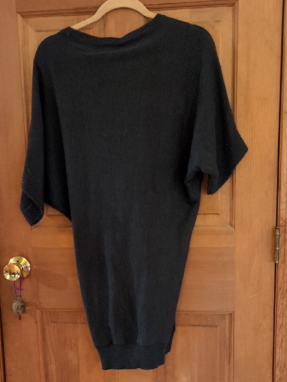 Calvin Klein Dark Charcoal Minimalist Batwing Short-Sleeve Knit Dress Size Small - Picture 8 of 11